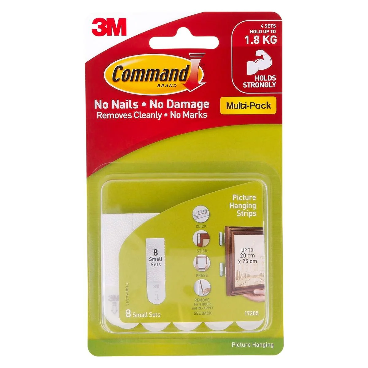 Command 1.8kg Small White Picture Hanging Strips 8 Pack