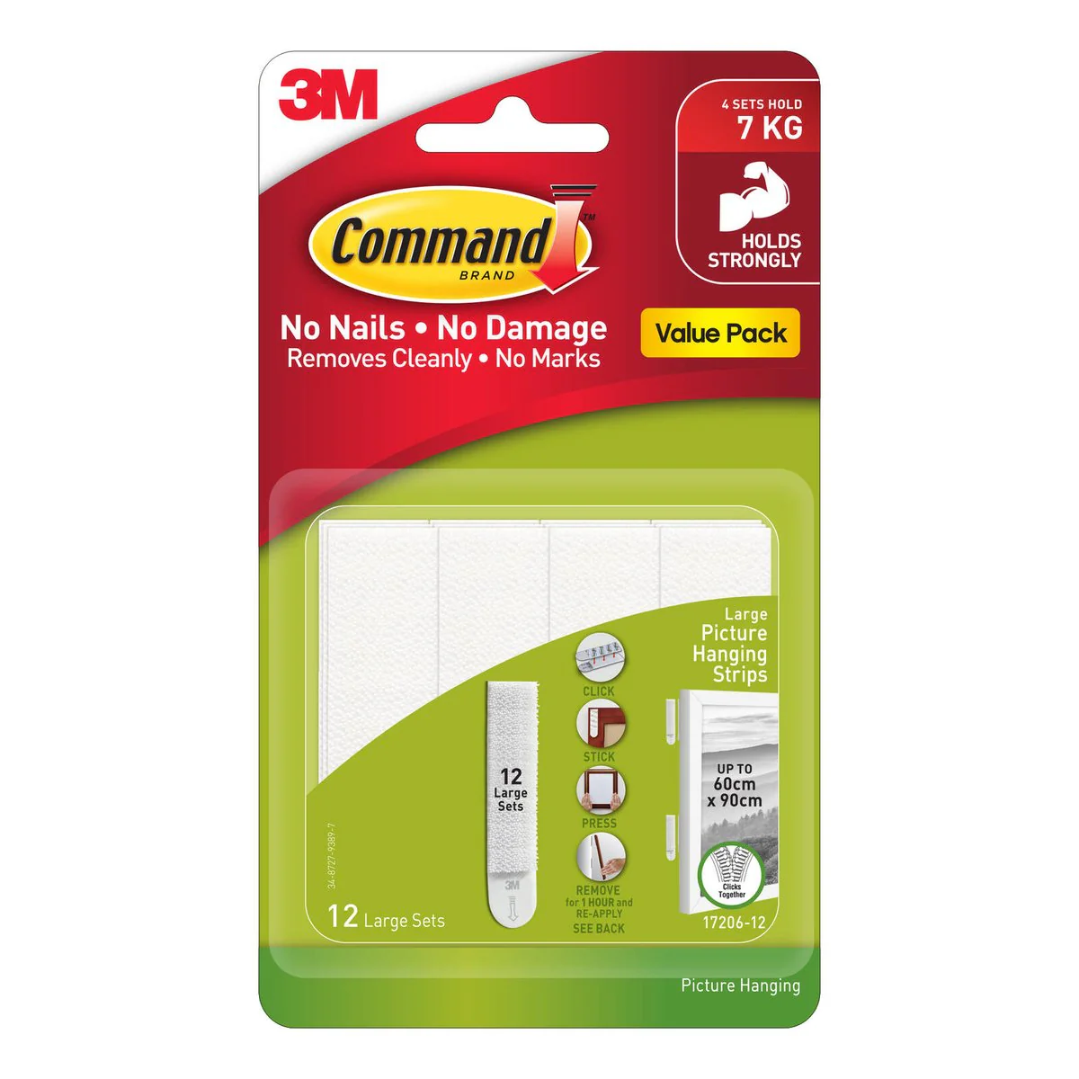 Command Large White Picture Hanging Strips Value 12 Pack