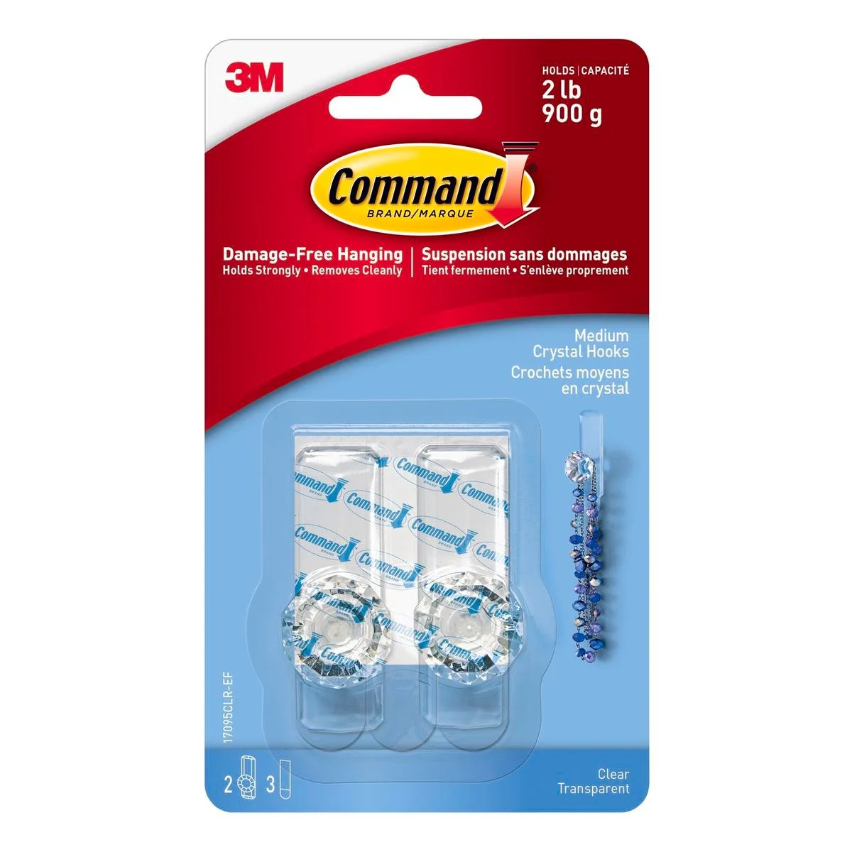 Command Medium Clear Crystal Hooks 2 Pack