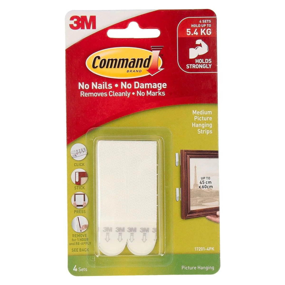 Command Medium White Adhesive Picture Hanging Strips 4 Pack