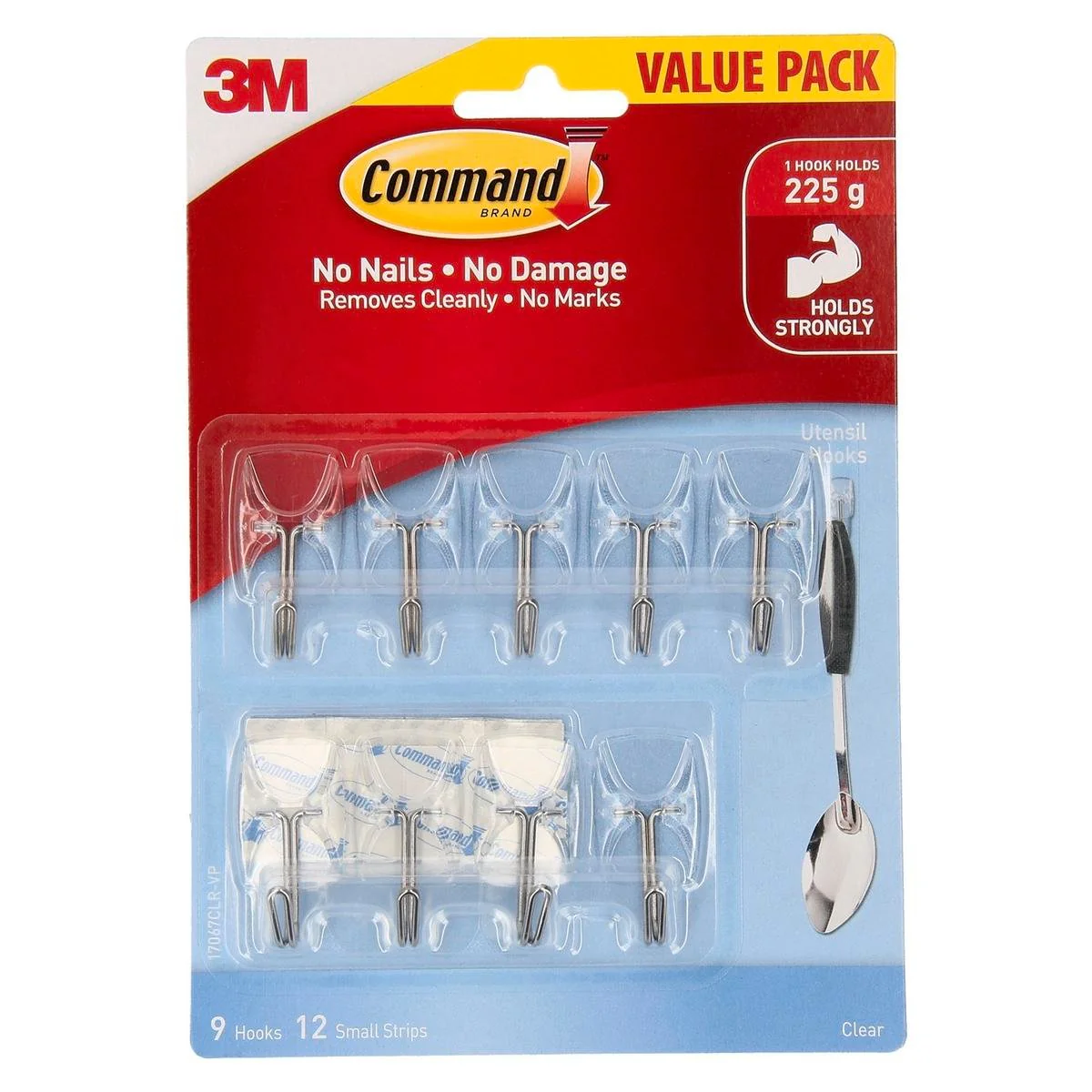 Command Small Clear Adhesive Utensil Hooks 9 Pack