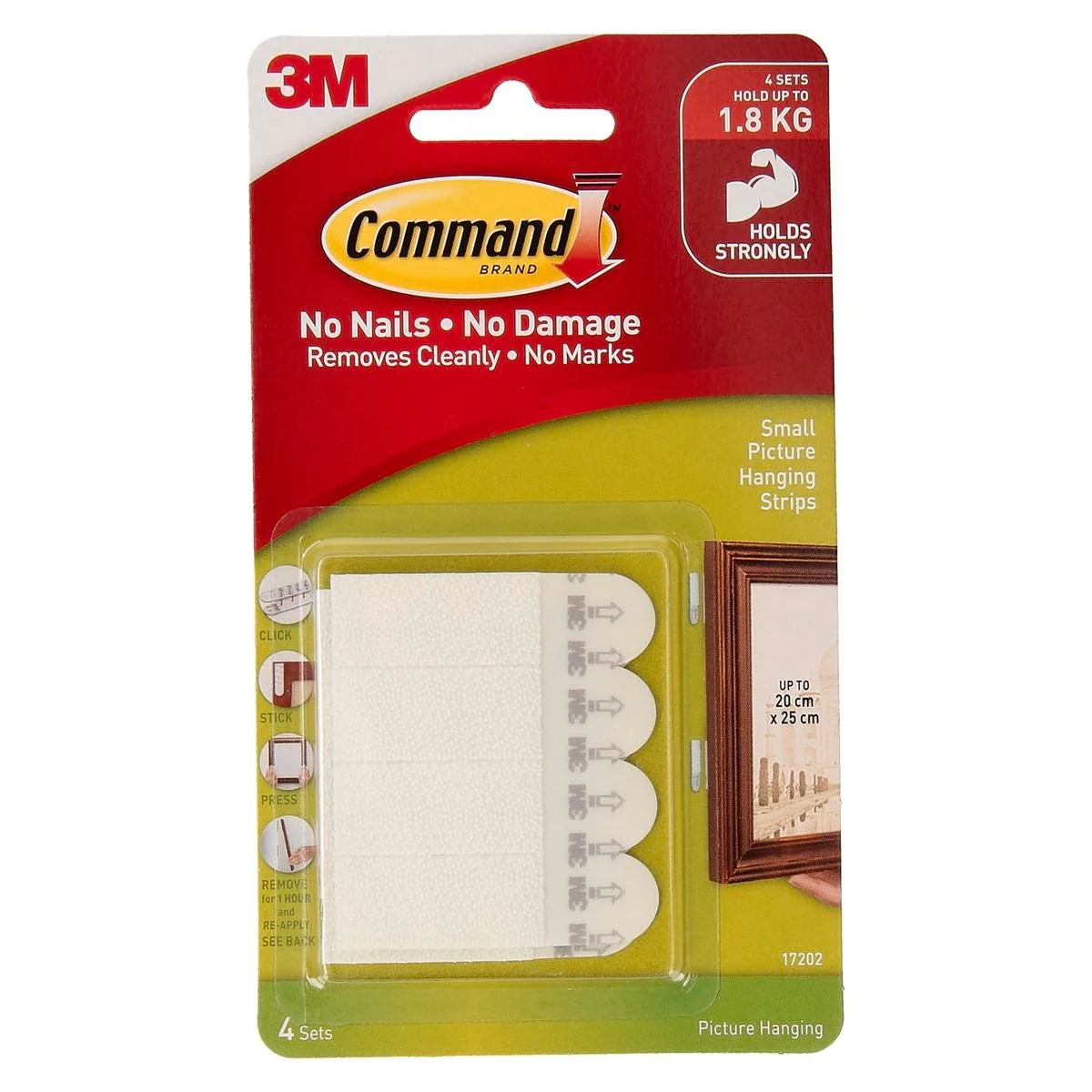 Command Small White Adhesive Picture Hanging Strips 4 Pack