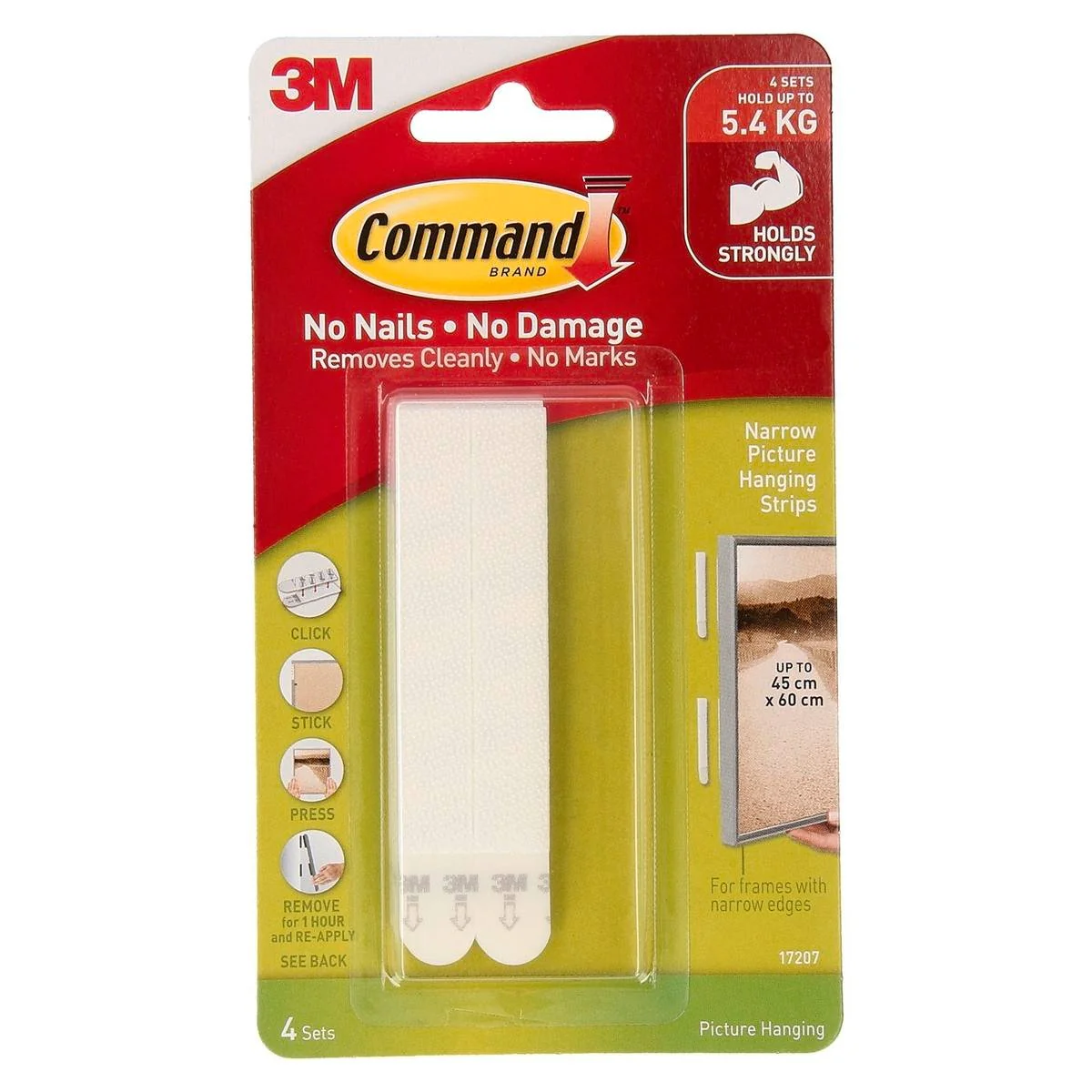 Command White Narrow Picture Hanging Strips 4 Pack