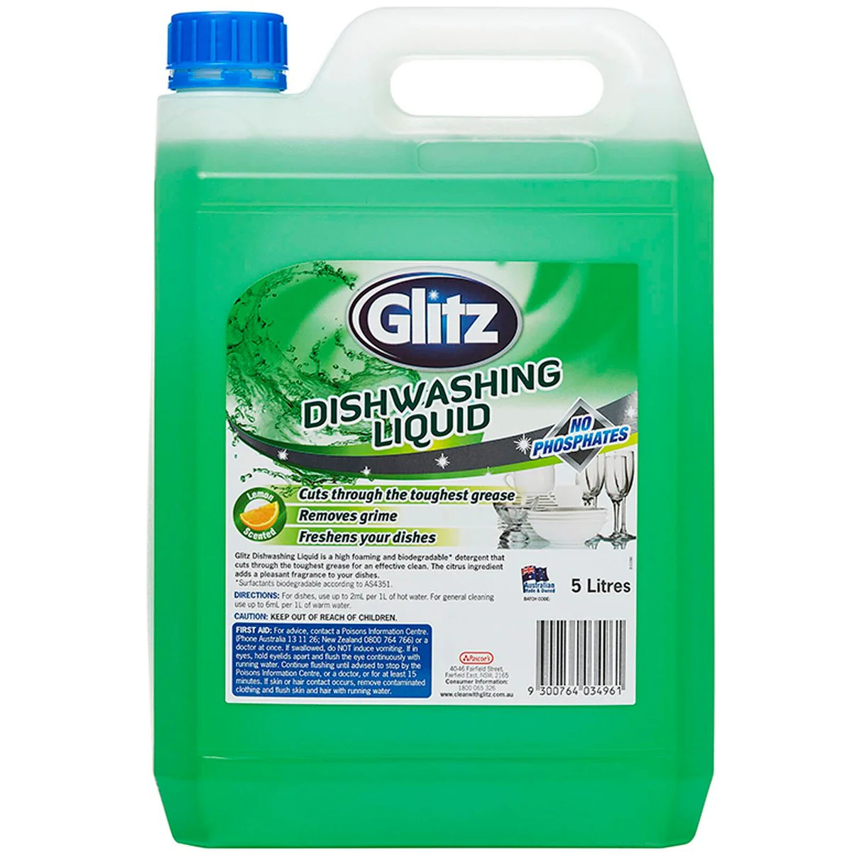 Glitz Citrus Dishwashing Liquid Fresh Lemon Clean 5L