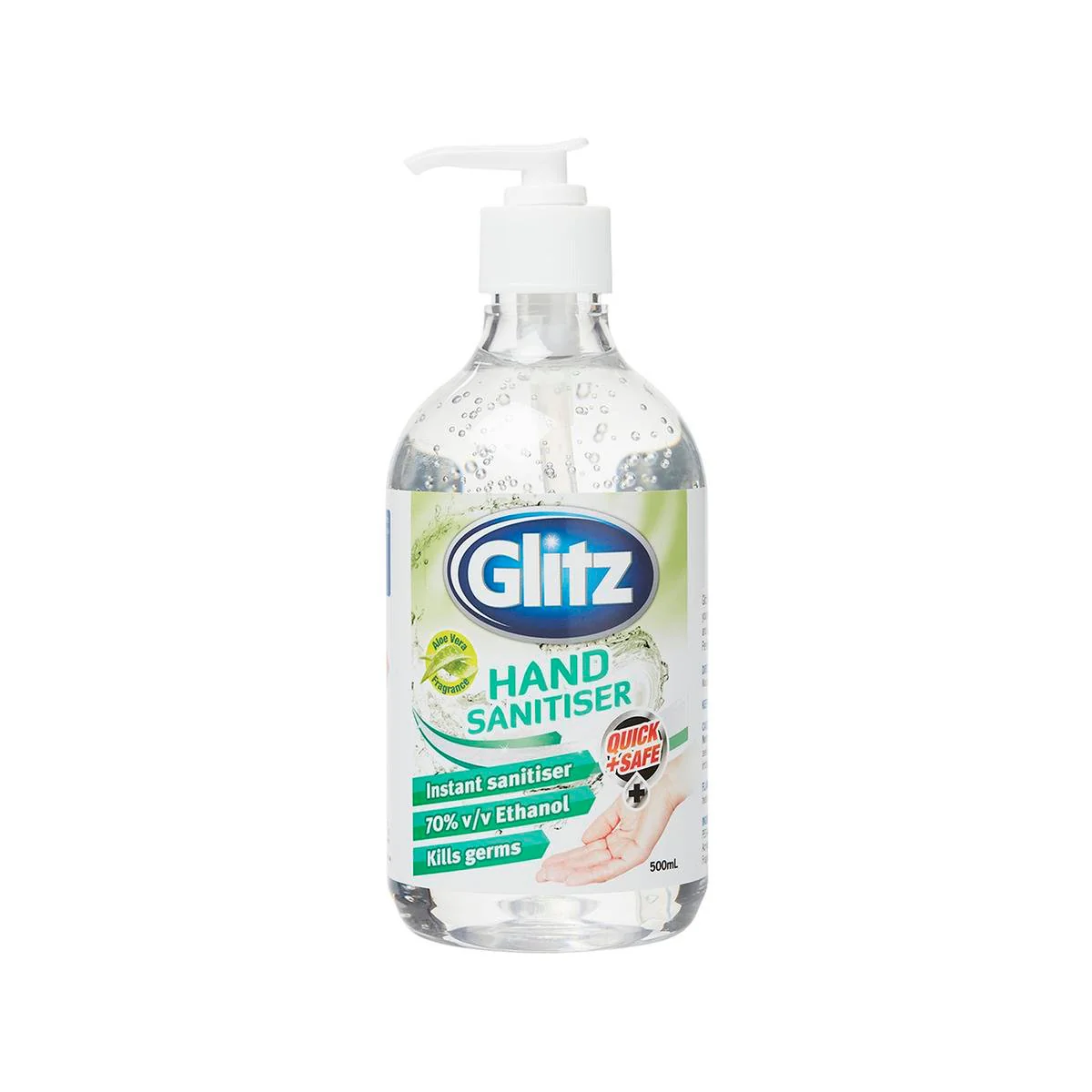 Glitz Waterless Hand Sanitiser Quick Dry Antibacterial 500ml