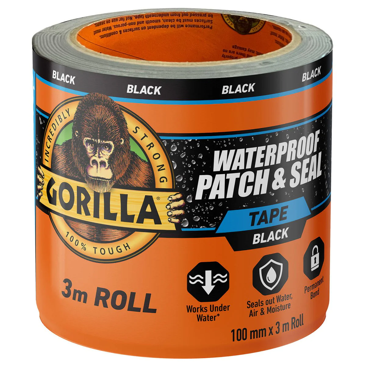 Gorilla Black Patch and Seal Tape Stops Leaks Fast 3m