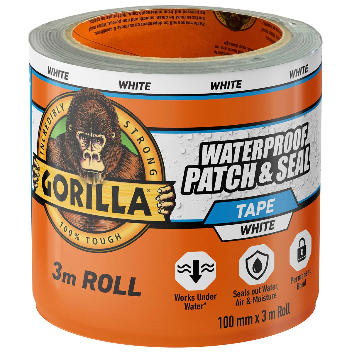 Gorilla White Patch and Seal Tape for Waterproof Repairs 3m