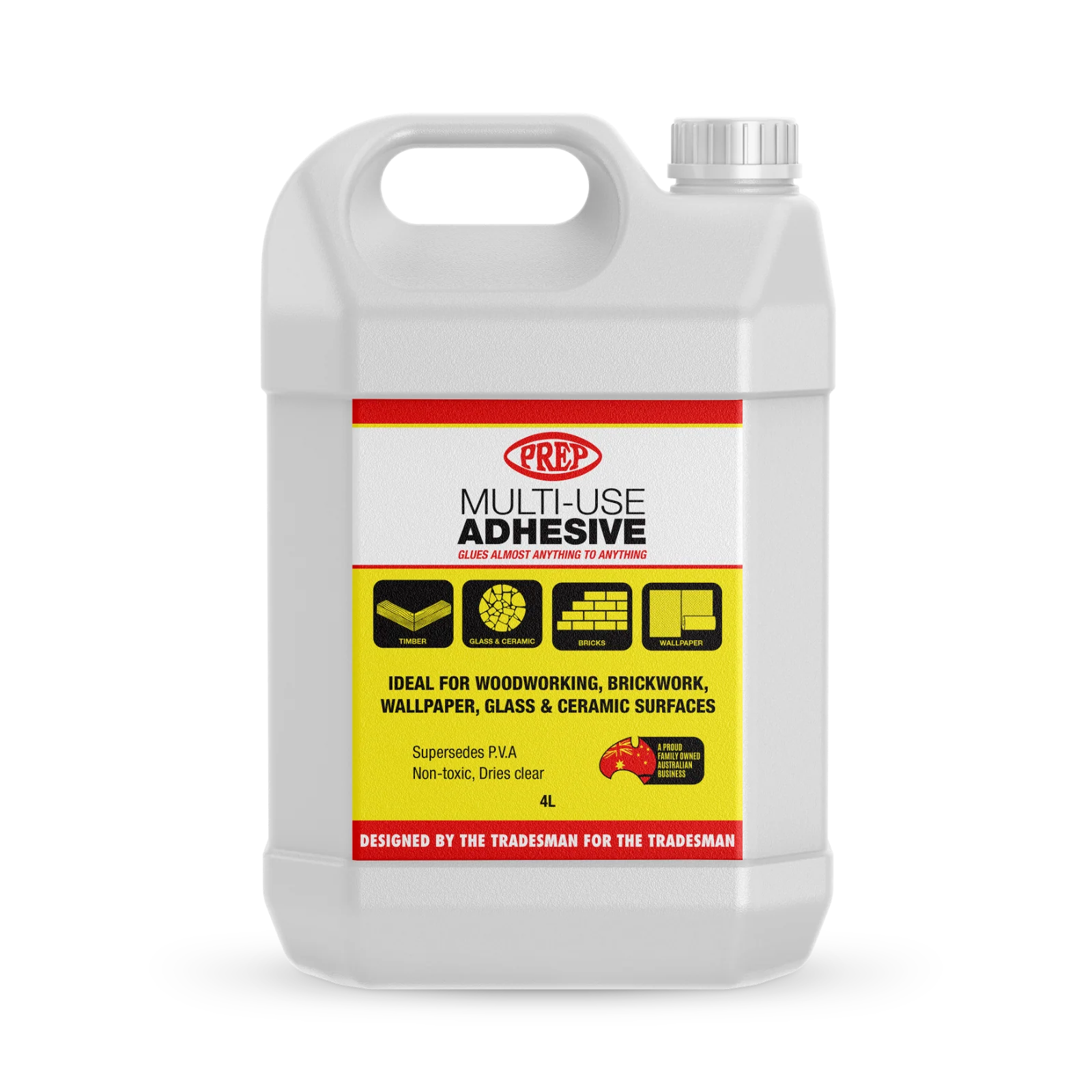 Prep Multi-Use Adhesive Superseeds PVA Non Toxic Dries Clear 4L