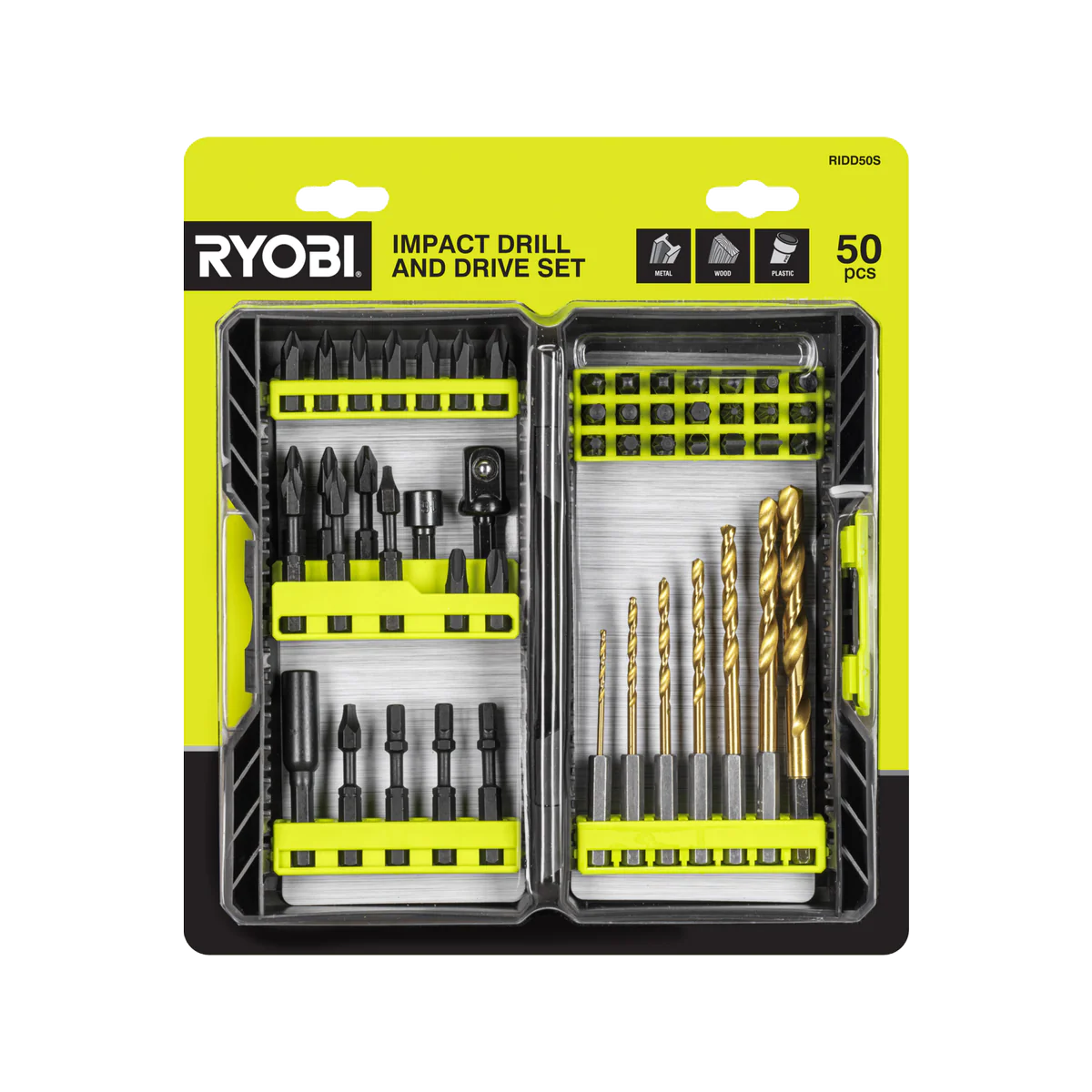 Ryobi Impact Drill & Drive Set 50 Piece for Heavy Duty Fastening