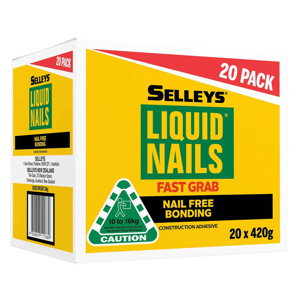 Selleys Liquid Nails Fast Grab Construction Adhesive 420g (20 Pack)