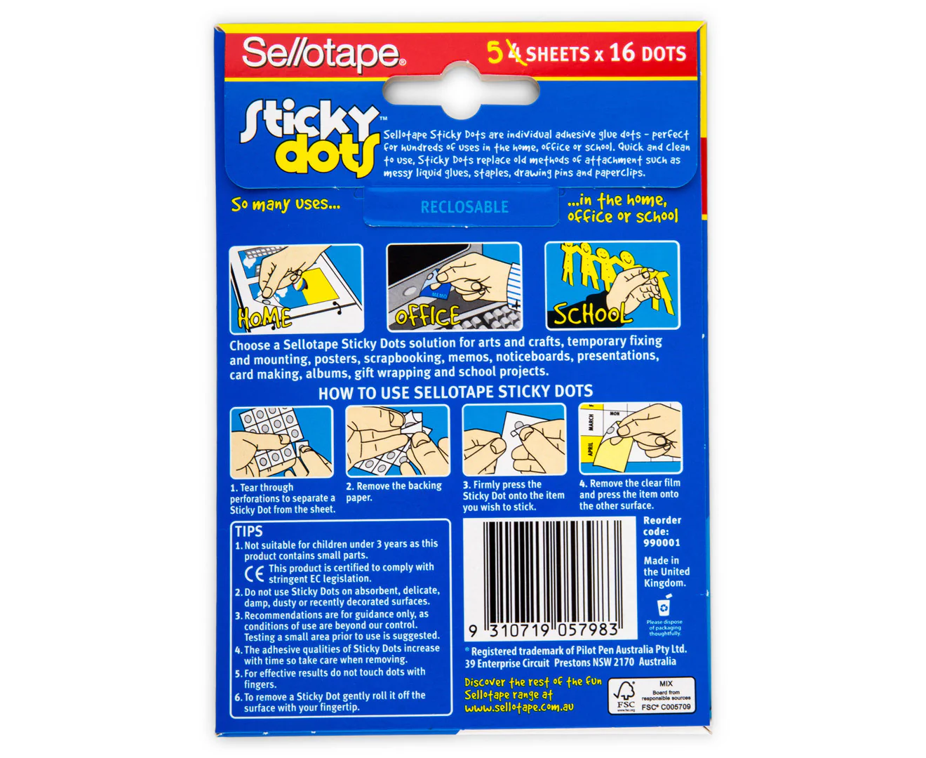 Sellotape Sticky Dots Removable Medium Double Sided Peelable Adhesive 80 Dots - Image 2
