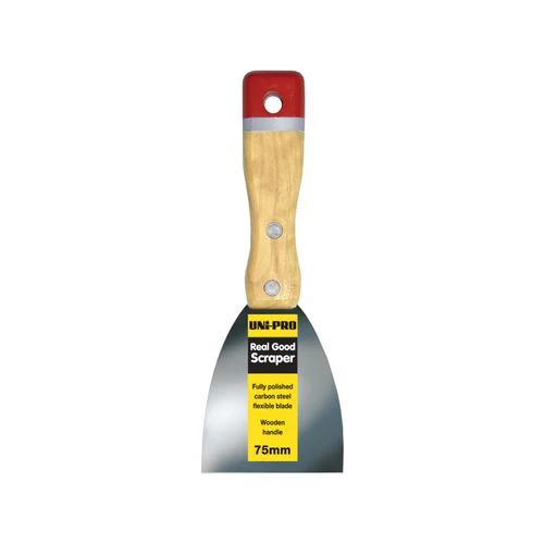 Uni-Pro Carbon Steel Flexible Scraper Wooden Handle 75mm